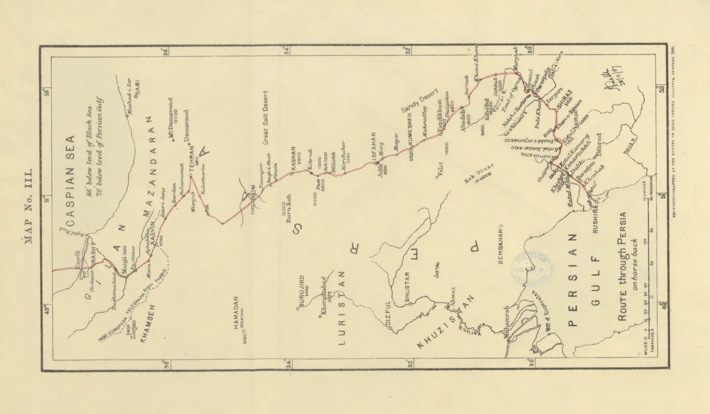 map from "From London to Bokhara, and a ride through Persia". — تصویر رکورد یوروپیانا