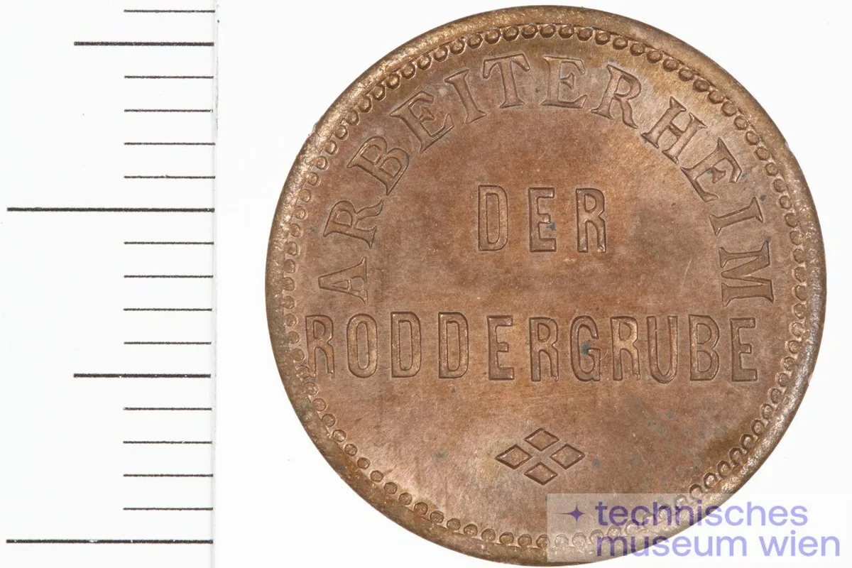 Wertmarke zu 5 (Pfennig?) des Arbeiterheims der Gewerkschaft Roddergrube — تصویر رکورد یوروپیانا