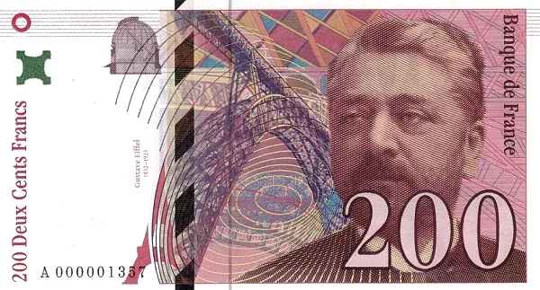 روی اسکناس 200 F فرانک فرانسه