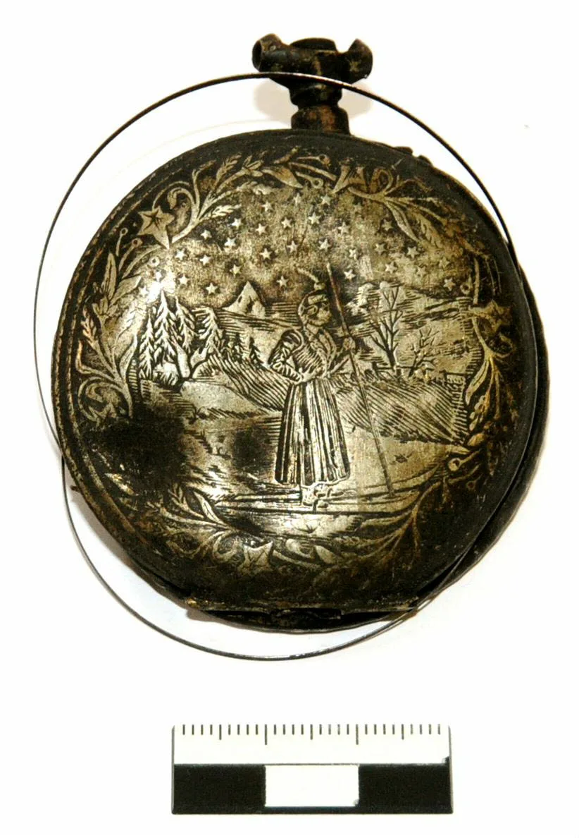 Taschenuhr des verunglückten Bergmannes Lischke (Schlagwetterexplosion am 03.01.1934 im Braunkohlenbergwerk Zeche Nelson III) — تصویر رکورد یوروپیانا