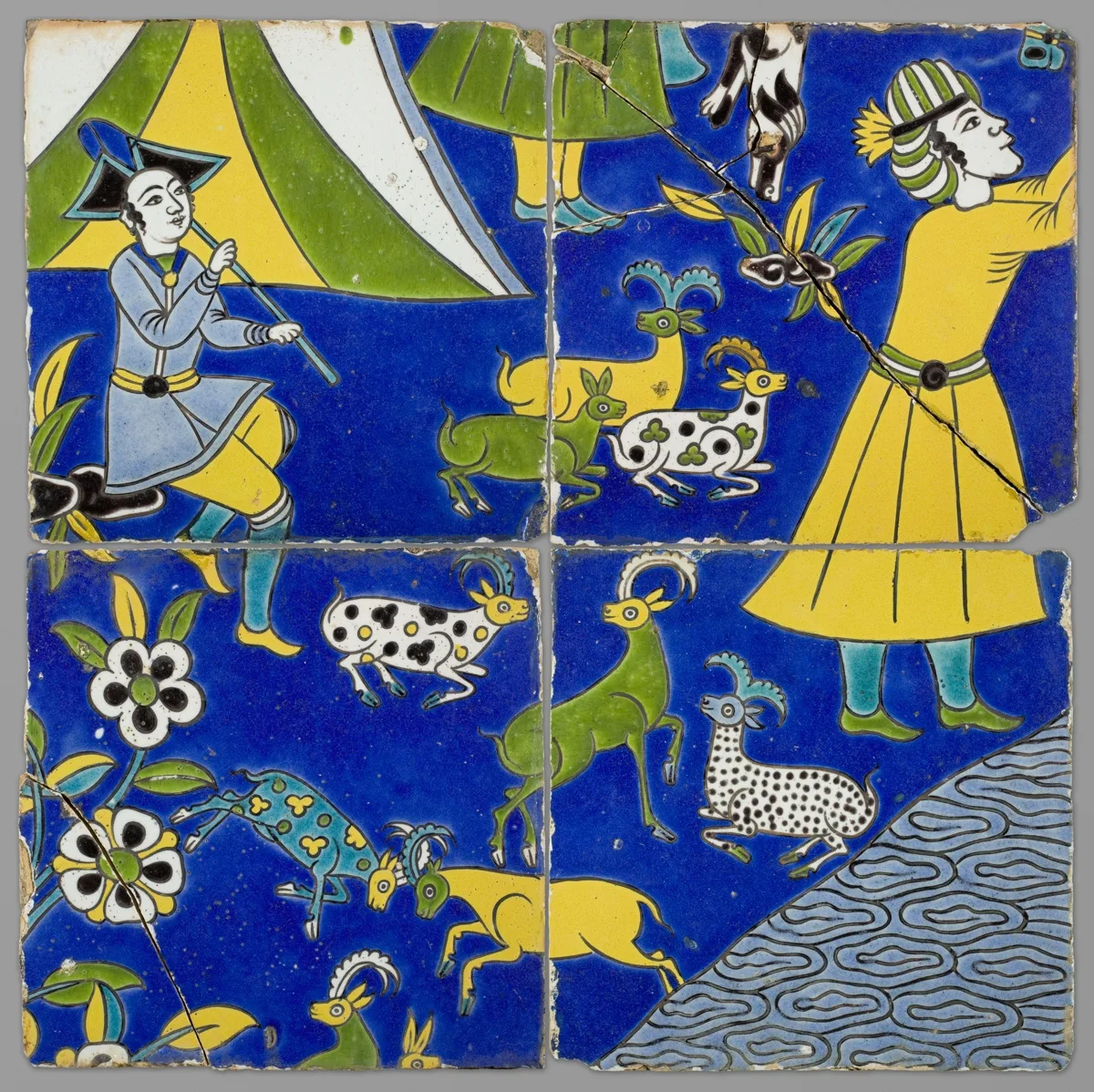 Four Tiles with a Figural Scene — تصویر رکورد مؤسسهٔ هنر شیکاگو (دسترسی آزاد)