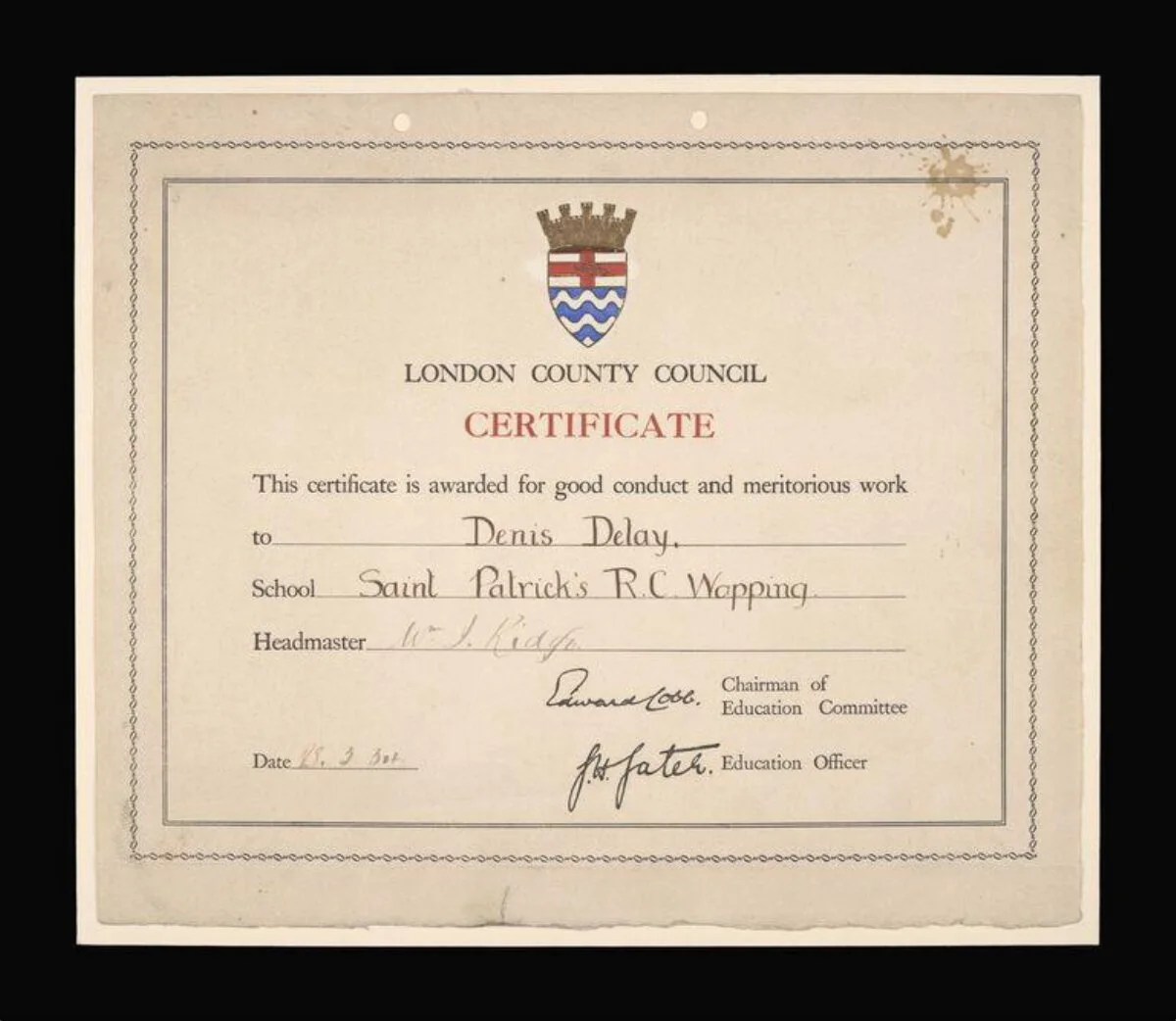 Certificate — تصویر رکورد موزهٔ ویکتوریا و آلبرت