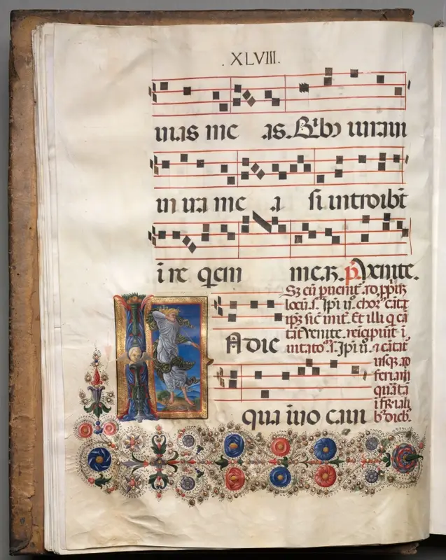 Antiphonary: Initial, angel — تصویر رکورد موزهٔ هنر کلیولند (دسترسی آزاد)