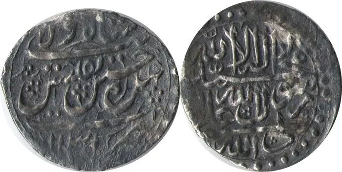 روی و پشت «۱ شاهی — شاه سلطان حسین صفوی، ۱۷۱۹–۱۷۲۲ م» — عکس رکورد کاتالوگ نومیستا