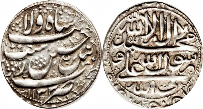 روی و پشت «۴ شاهی — شاه سلطان حسین صفوی، ۱۷۱۹–۱۷۲۱ م» — عکس رکورد کاتالوگ نومیستا