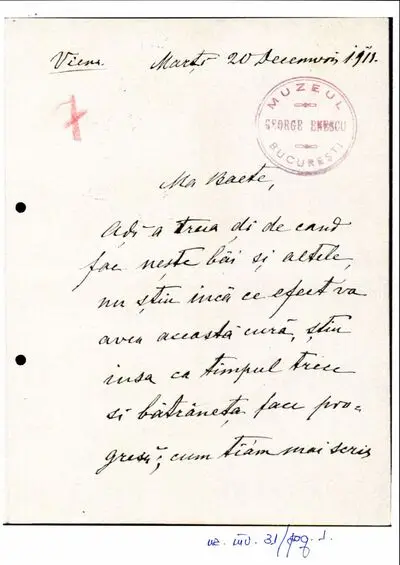 Scrisoare trimisă de Costache Enescu fiului său George Enescu — تصویر رکورد یوروپیانا