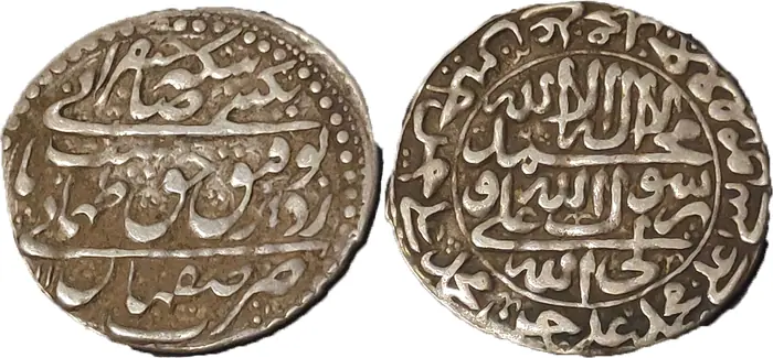 روی و پشت «۱ عباسی — شاه تهماسب دوم صفوی، ۱۷۲۹–۱۷۳۲ م» — عکس رکورد کاتالوگ نومیستا