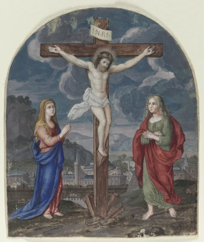 The Crucifixion: Miniature Excised from a Prayer Book — تصویر رکورد موزهٔ هنر کلیولند (دسترسی آزاد)