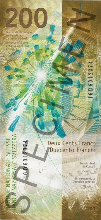 پشت اسکناس 200 francs فرانک سوئیس