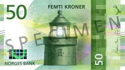 روی اسکناس 50 kr کرون نروژ