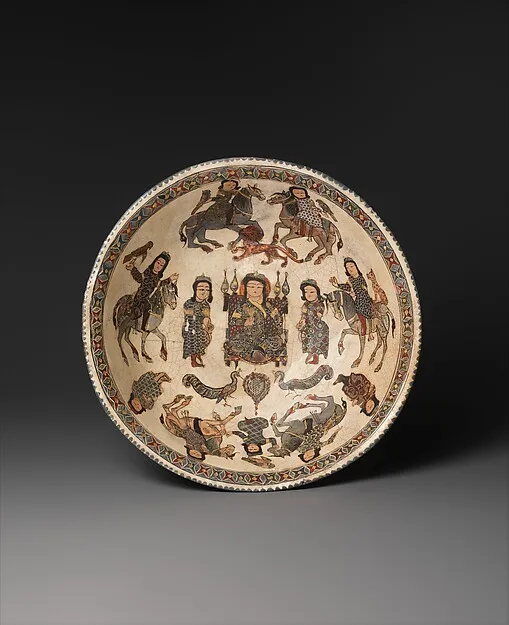 Bowl with Enthroned Figure and Horsemen — تصویر رکورد موزهٔ متروپولیتن (دسترسی آزاد)