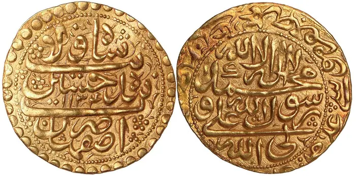 روی و پشت «۱ اشرفی — شاه سلطان حسین صفوی، ۱۷۱۵–۱۷۲۲ م» — عکس رکورد کاتالوگ نومیستا
