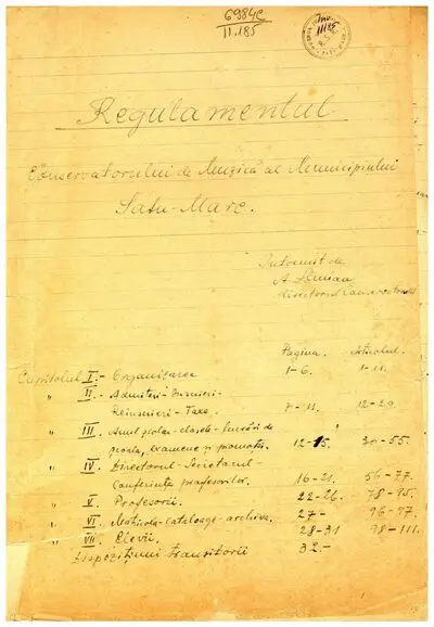 Regulamentul de functionare al Conservatorului de Muzică din Satu Mare — تصویر رکورد یوروپیانا