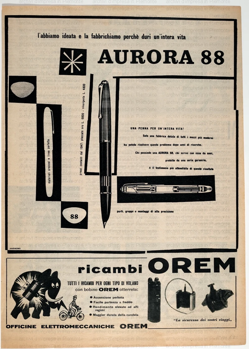 Pubblicità della penna stilografica Aurora 88 — تصویر رکورد یوروپیانا