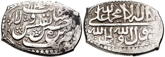روی و پشت «۵ شاهی — شاه سلطان حسین صفوی، ۱۷۱۴–۱۷۱۵ م» — عکس رکورد کاتالوگ نومیستا