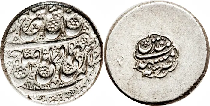 روی و پشت «۱ روپیه — شاهرخ‌شاه افشار، ۱۷۷۳–۱۷۸۳ م» — عکس رکورد کاتالوگ نومیستا
