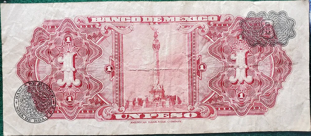 پشت اسکناس MXP $1 پزوی مکزیک