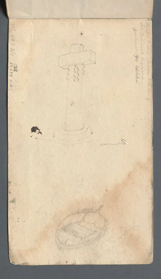 Sketchbook: Study of Cross and Rowboat (on back cover) — تصویر رکورد موزهٔ هنر کلیولند (دسترسی آزاد)
