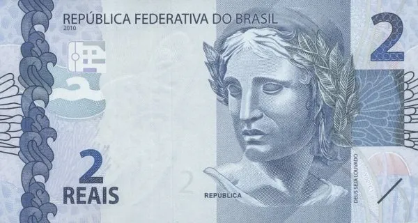 روی اسکناس 2 reais رئال برزیل