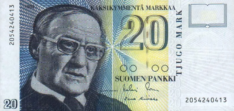 روی اسکناس 20 mk مارکای فنلاند