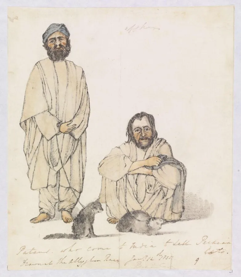 Patans, who come to India to sell Persian Cats, 1835-1838 — تصویر رکورد موزهٔ ویکتوریا و آلبرت