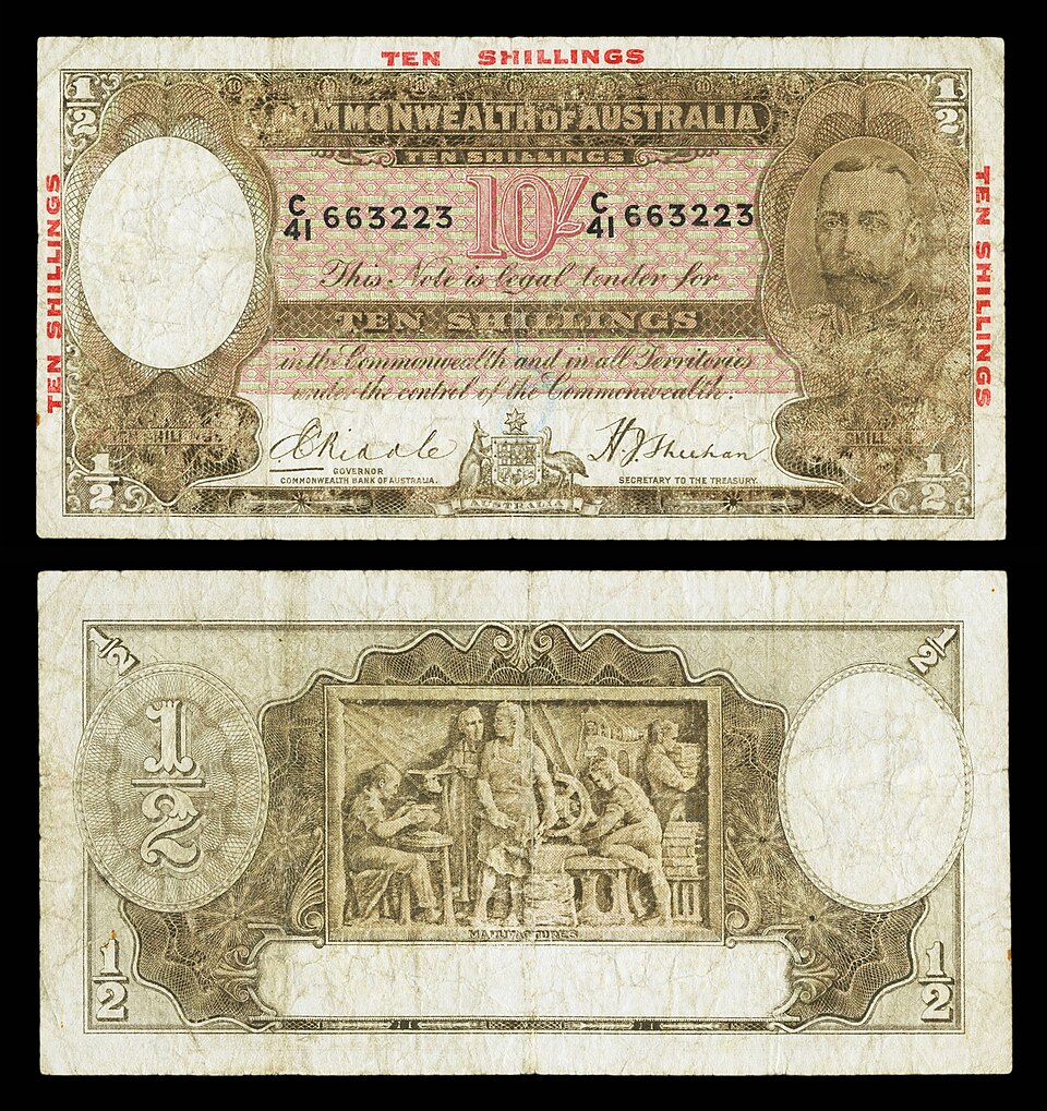 روی اسکناس — 10 shilling استرالیا