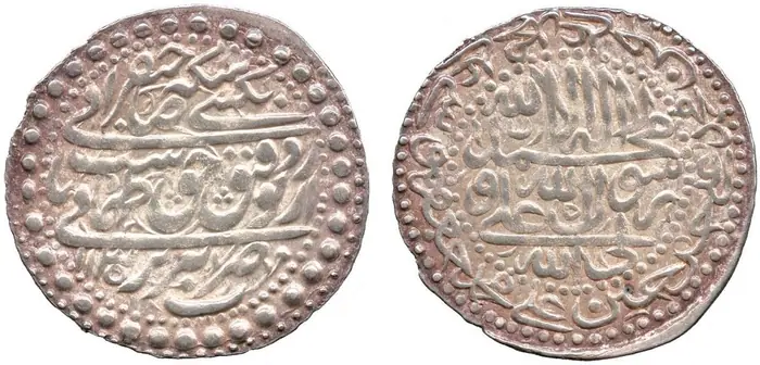 روی و پشت «۴ شاهی — شاه تهماسب دوم صفوی، ۱۷۲۳–۱۷۳۲ م» — عکس رکورد کاتالوگ نومیستا