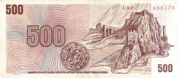 پشت اسکناس 500 Kč کرون چک