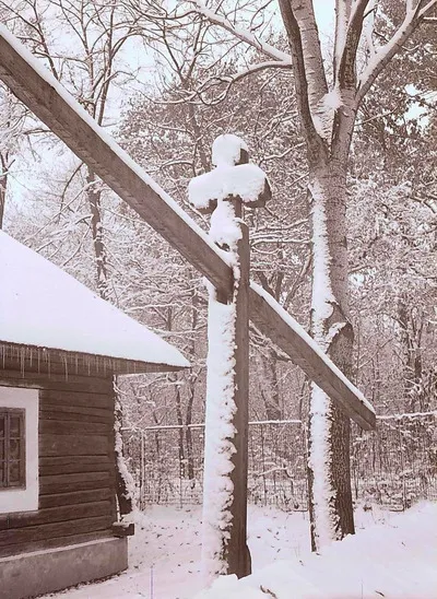 Secvențe din Muzeul Satului, peisaj de iarnă în muzeu; cumpăna fântânii de la Fundu Moldovei (1988) — تصویر رکورد یوروپیانا