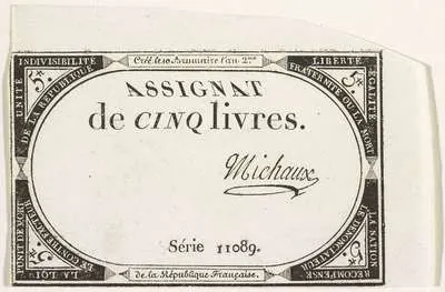 Asignaat van 5 livres, 1793-1794 — تصویر رکورد یوروپیانا
