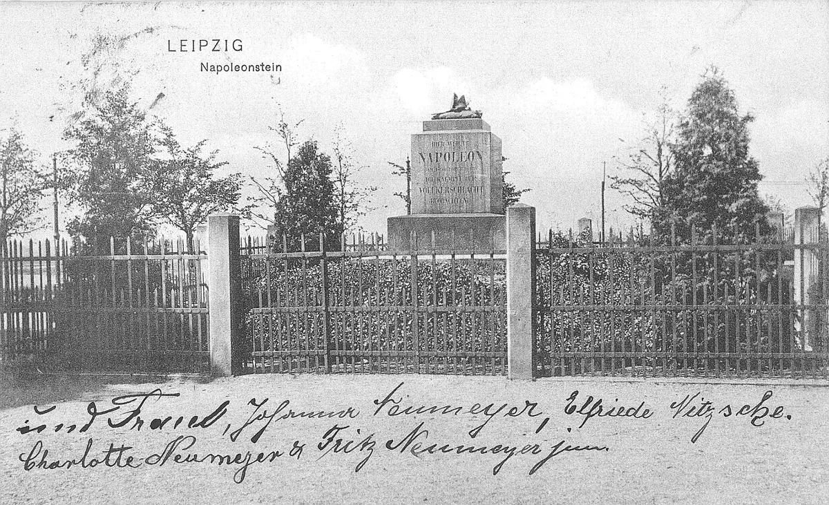 Leipzig. Napoleonstein, Ansichtskarte — تصویر رکورد یوروپیانا