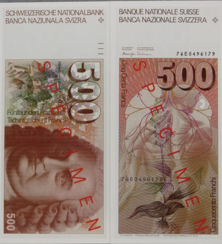 Banknote Fr 500, historisch, 1976 — تصویر رکورد یوروپیانا