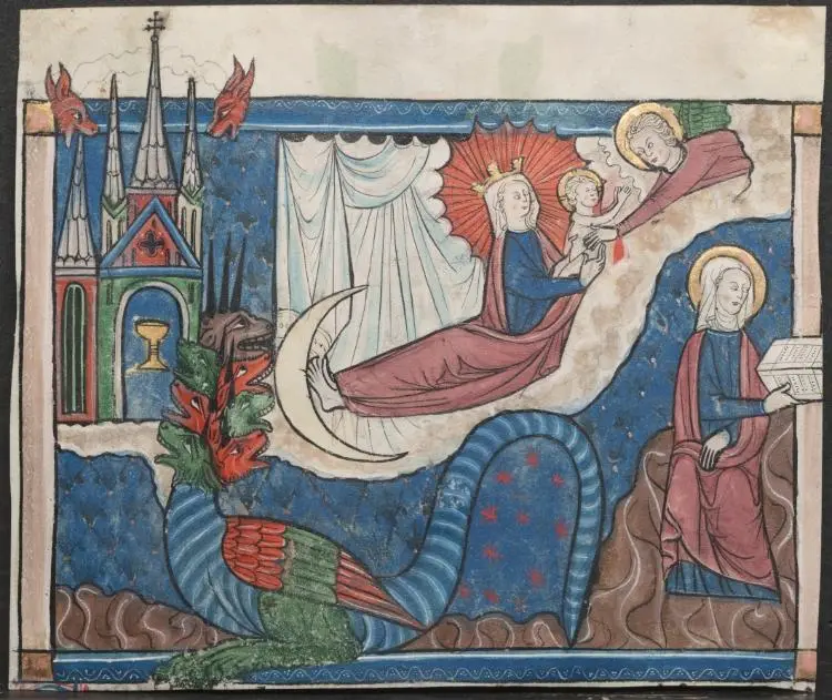 Miniature from a Manuscript of the Apocalypse: The Woman Clothed with the Sun — تصویر رکورد موزهٔ هنر کلیولند (دسترسی آزاد)