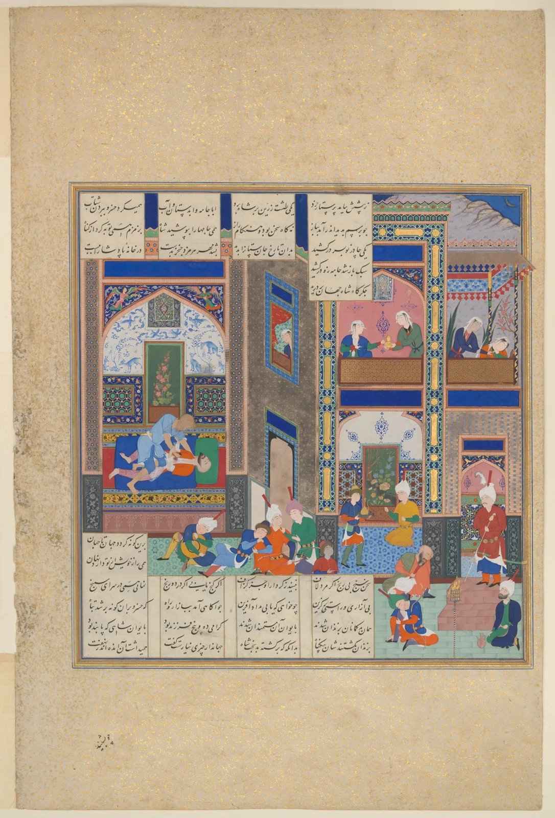 "The Assassination of Khusrau Parviz", Folio 742v from the Shahnama (Book of Kings) of Shah Tahmasp — تصویر رکورد موزهٔ متروپولیتن (دسترسی آزاد)