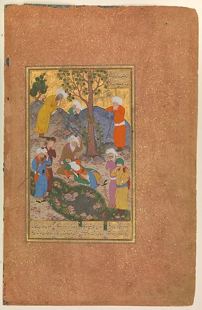"Shaikh San'an and the Christian Maiden", Folio 22v from a Mantiq al-Tayr (Language of the Birds) — تصویر رکورد موزهٔ متروپولیتن (دسترسی آزاد)