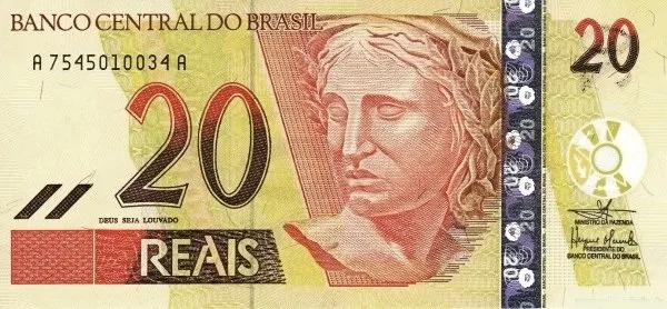 روی اسکناس 20 reais رئال برزیل