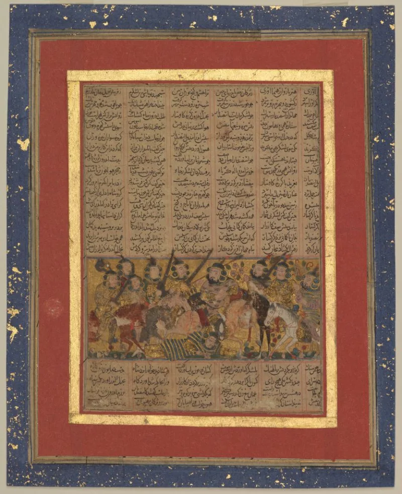Isfandiyar lassoes Gurgsar and takes him prisoner, from the Book of Kings (Shahnama) by Firdausi — تصویر رکورد یوروپیانا