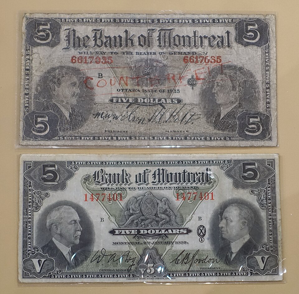 روی اسکناس — 5 dollar کانادا
