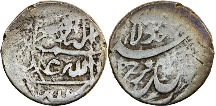 روی و پشت «۱ شاهی — شاه عباس یکم صفوی، ۱۵۹۷–۱۶۲۹ م» — عکس رکورد کاتالوگ نومیستا
