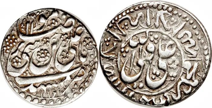 روی و پشت «۱۰ شاهی — ابراهیم‌شاه افشار، ۱۷۴۷–۱۷۴۸ م» — عکس رکورد کاتالوگ نومیستا