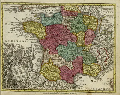 Gallia concinata maginum numer mappar particul. manuscript. vel. impressai juxta gemunium situm locor et collatorum cum itinerariis veteribus et recentioribus excusa et venal exhibita : [tabula] — تصویر رکورد یوروپیانا