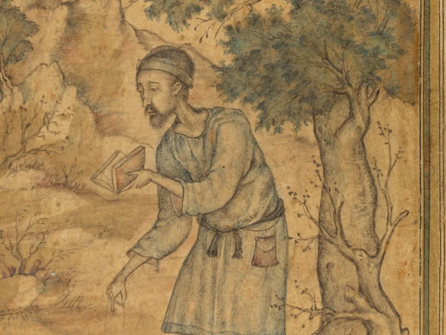 تعظیم فقیری در برابر مردی مقدس، از مرقع شاهزاده سلیم — نمای تکمیلی ثبت‌شده در رکورد موزه