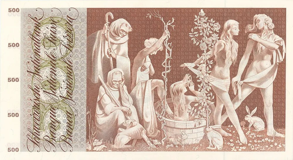 پشت اسکناس 500 francs فرانک سوئیس