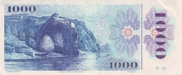 پشت اسکناس 1,000 Kč کرون چک