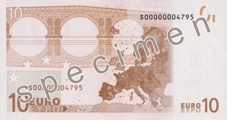 پشت اسکناس €10 یورو