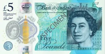 روی اسکناس £5 پوند استرلینگ