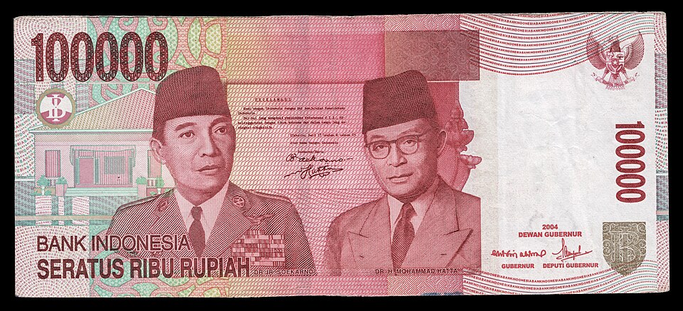 پشت اسکناس — 100000 rupiah اندونزی