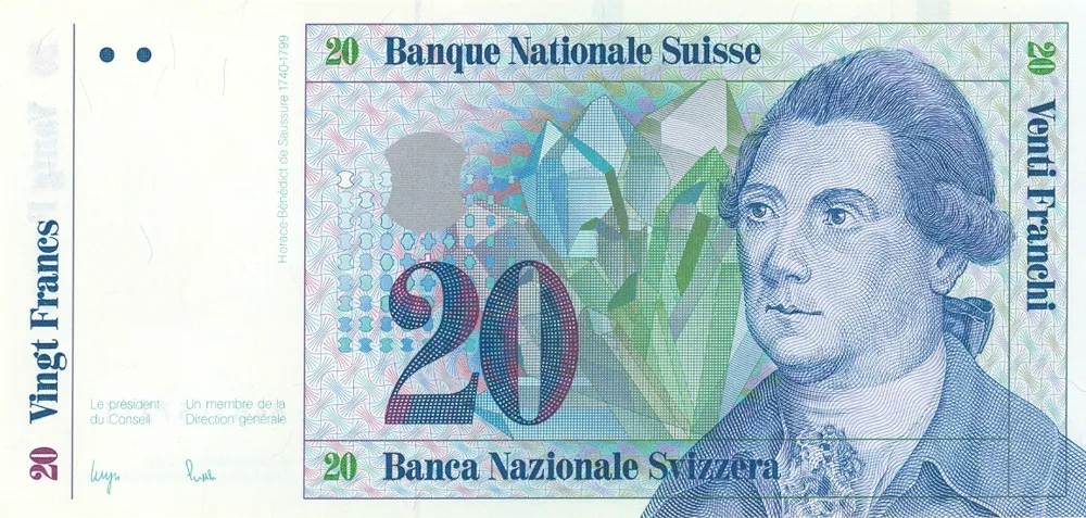 روی اسکناس 20 francs فرانک سوئیس