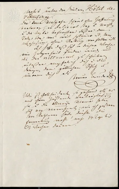 Autografenmappe von Beno Kaufmann, Brief von Alexander von Miltitz an Konstantin Karl Falkenstein, 1.2.1842 — تصویر رکورد یوروپیانا
