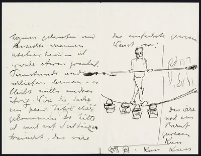 Brief von Max Klinger mit Zeichnung. undatiert um 1899. Doppelseite 2-3. aus: Künstlerautographensammlung von Günter Groß. Dresden: SLUB Mscr.Dresd.App.2563,41a — تصویر رکورد یوروپیانا